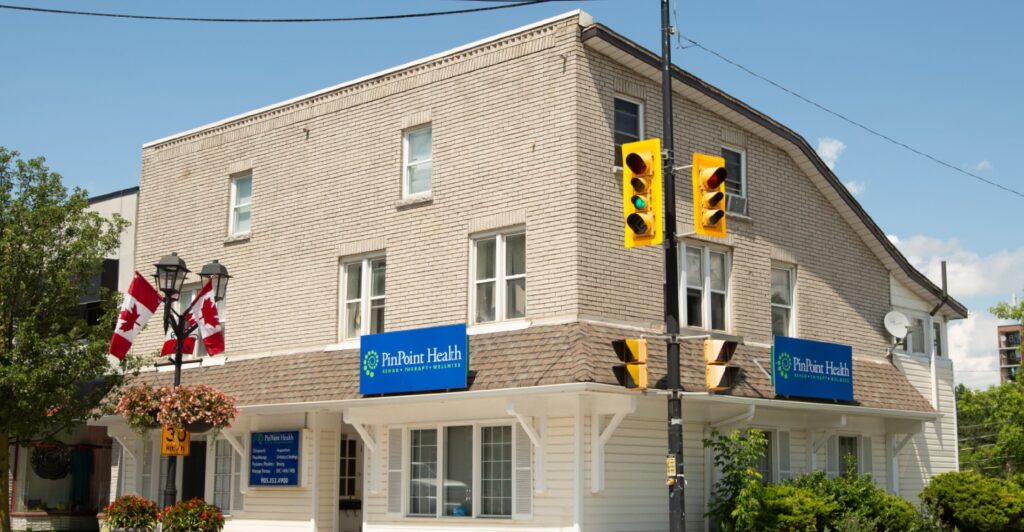 Inside PinPoint Health Newmarket — physiotherapy, chiropractic, and massage therapy clinic at 263 Main St. South, Downtown Newmarket